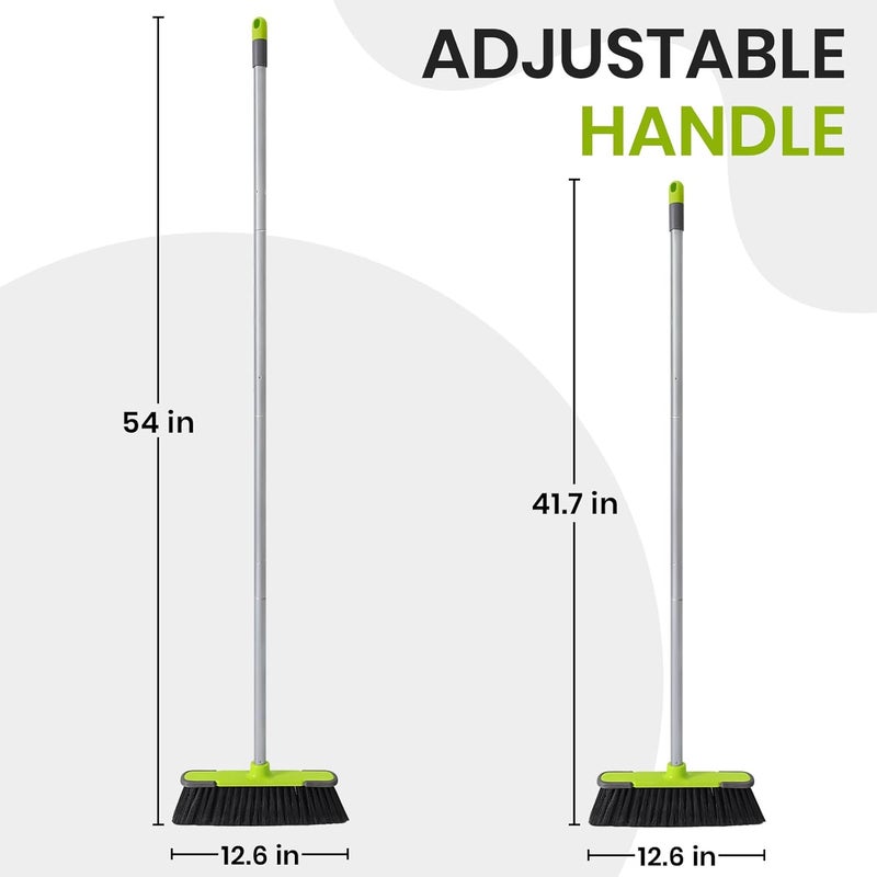 TrueYee Green Indoor Broom 54" Long Handle House Broom for Floor Cleaning Sweeping Broom for Kitchen, Garage, Lobby, Patio and Garden - Image 2